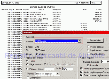 Seleccionamos la impresora destino impresora de PDF