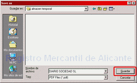 Seleccionamos el directorio destino del fichero